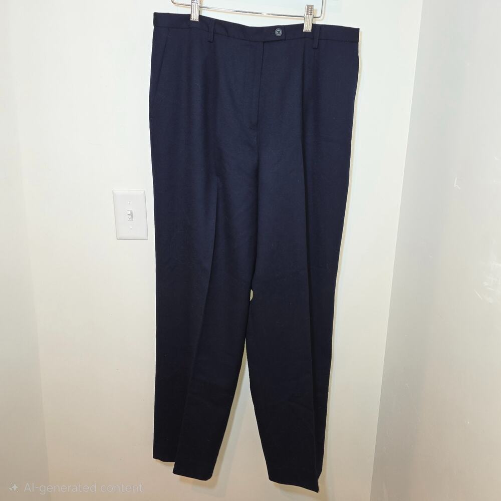 VTG Pendleton Pants Womens 16 Navy Blue Virgin Wool Lined Career
